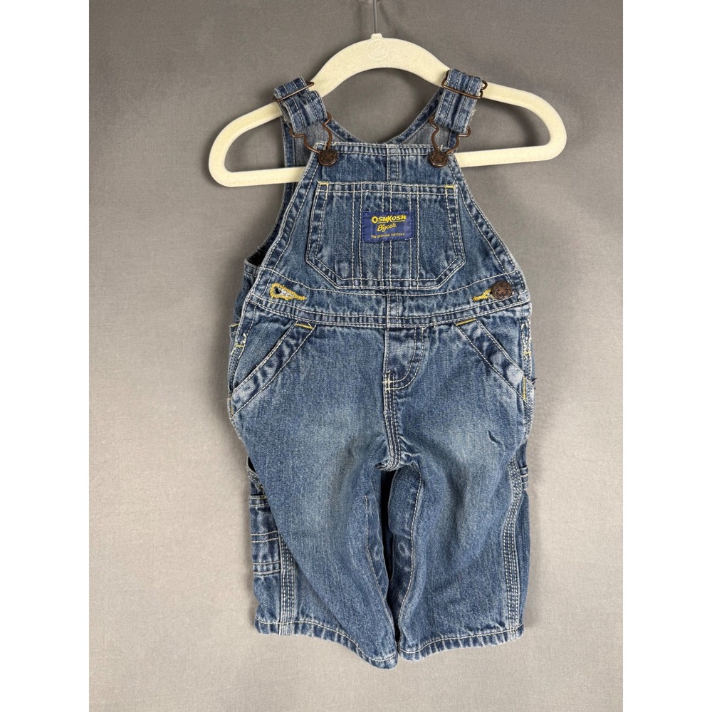 OshKosh B'gosh Overalls Kids 3 Months Blue Denim Carpenter Bibs 892-0072